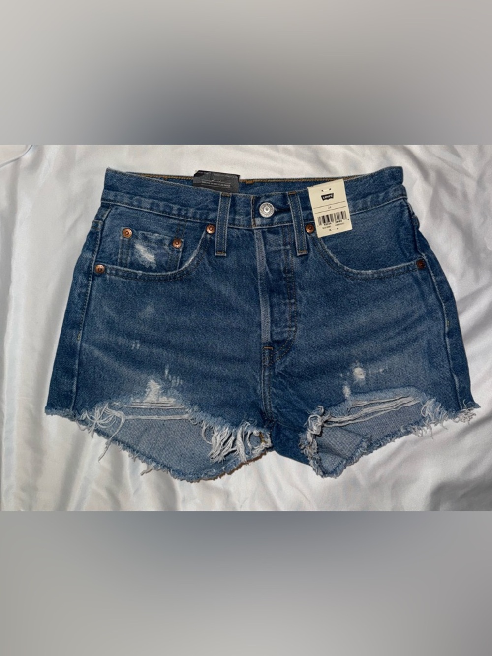 Levi’s 501 Original High Rise Cutoff Shorts Distressed Size 24